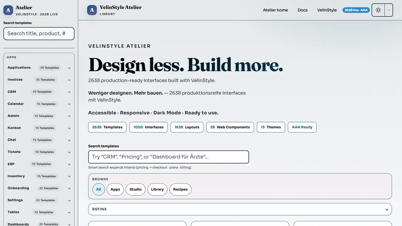 Atelier library hub screenshot